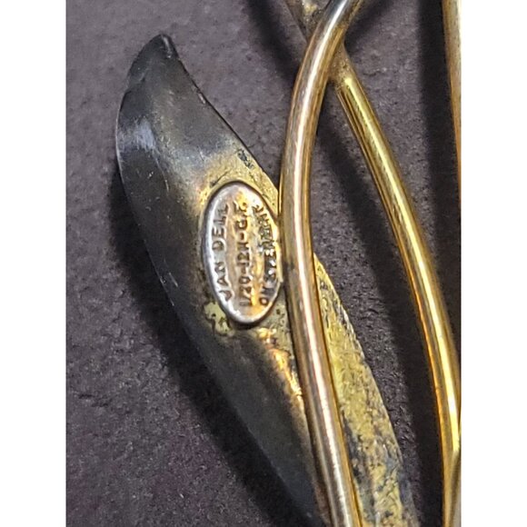 Vintage Van Dell 1/20 12 K Gold Filled on Silver - Floral Brooch - Yellow Rhines - Picture 3 of 5